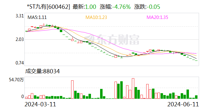 *ST九有：公司股票可能被上交所終止上市交易  第1張