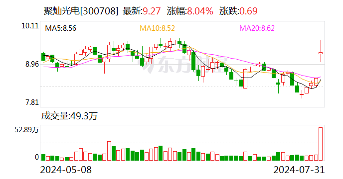 聚燦光電2024年上半年凈利潤增長351.03% 主業(yè)市場回到增長軌道  第1張