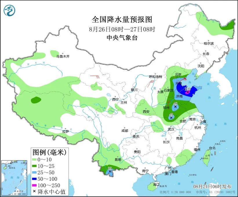 未來三天國內(nèi)天氣預(yù)報(bào)（8月24日）